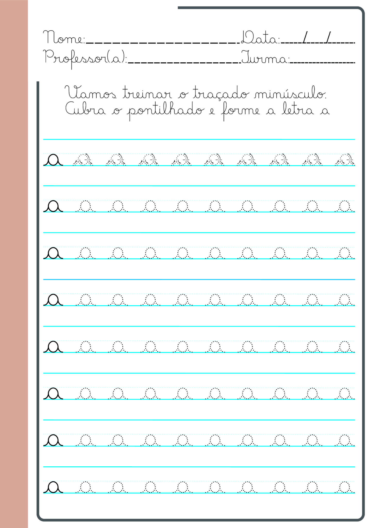 Traçado da letra a minúscula